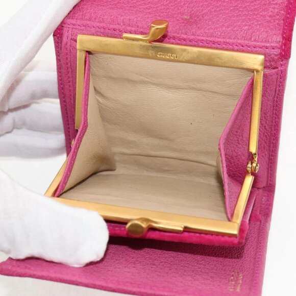GUCCI Bamboo Wallet Suede Pink Gold 035 0959 1861 0 Auth yk20042V - Picture 11 of 16